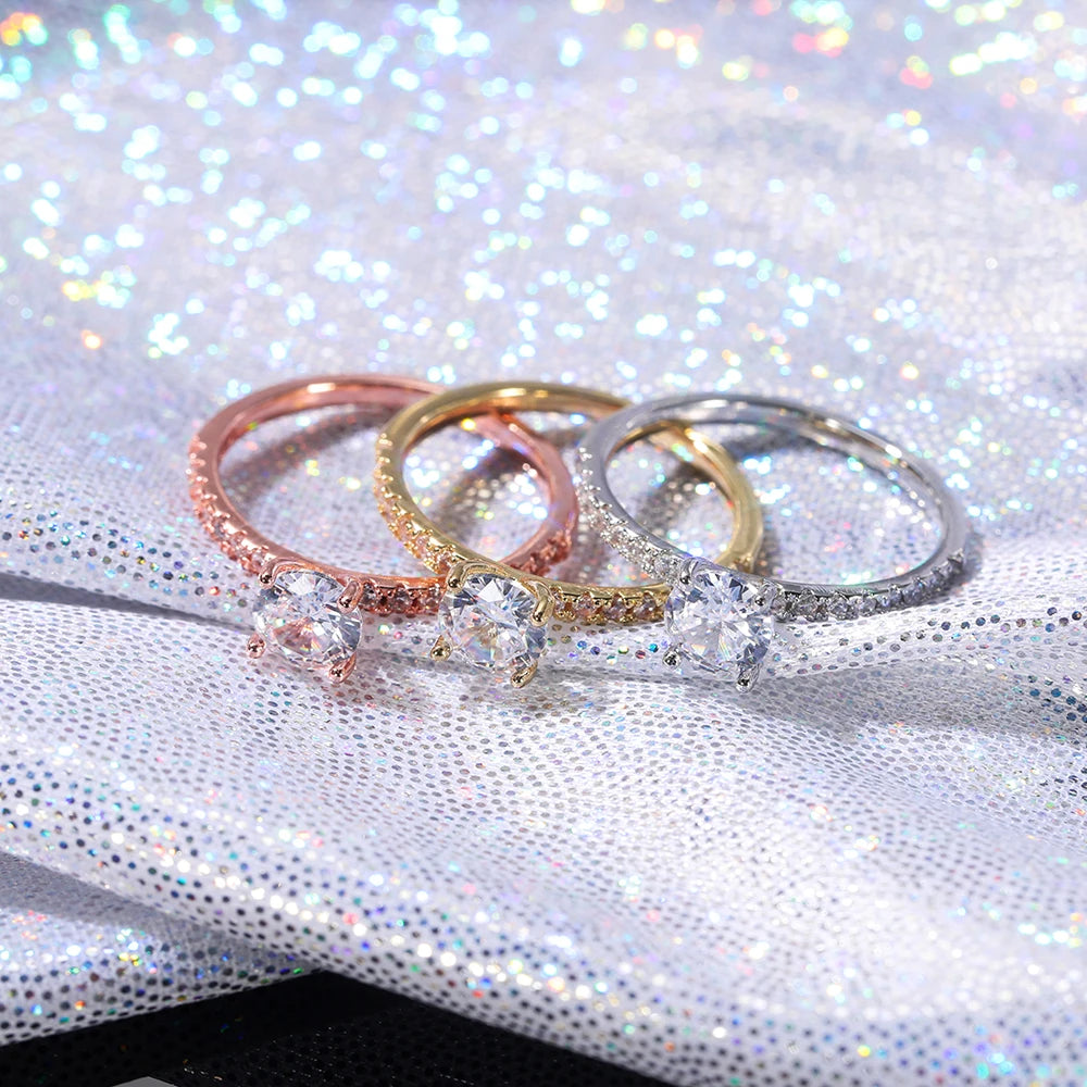 Verlobungsring Damen – Klassischer 4-Krappen-Ring mit Zirkonia, 3 Farben | Zeyra | Versand aus D