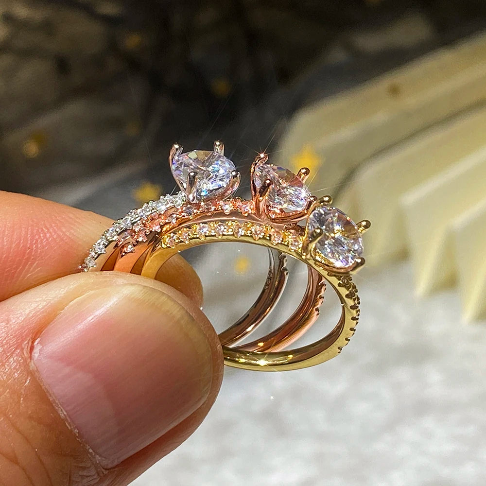 Verlobungsring Damen – Klassischer 4-Krappen-Ring mit Zirkonia, 3 Farben | Zeyra | Versand aus D