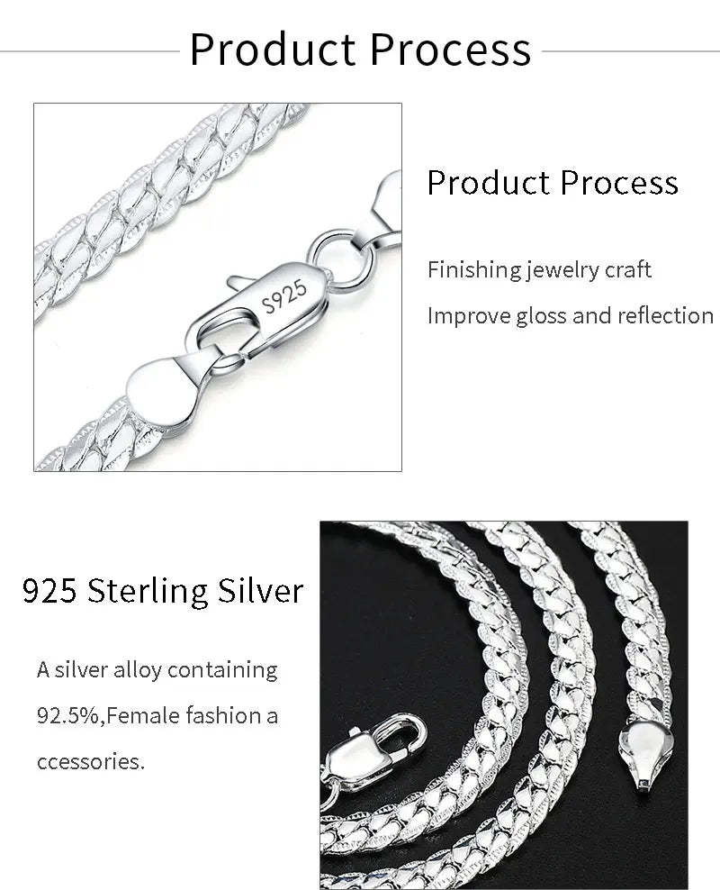 925 Sterling Silber Schmuckset – Halskette & Armband 2-teilig, 5mm Kettendesign, Unisex | Zeyra | Versand aus D