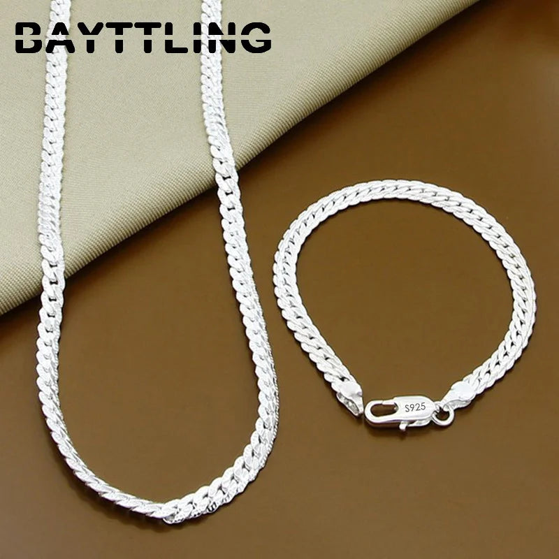 925 Sterling Silber Schmuckset – Halskette & Armband 2-teilig, 5mm Kettendesign, Unisex | Zeyra | Versand aus D