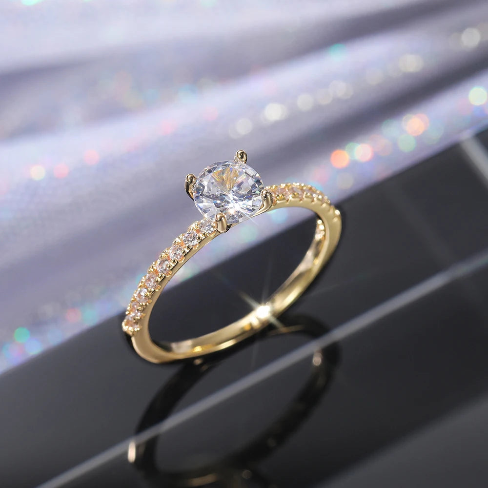 Verlobungsring Damen – Klassischer 4-Krappen-Ring mit Zirkonia, 3 Farben | Zeyra | Versand aus D