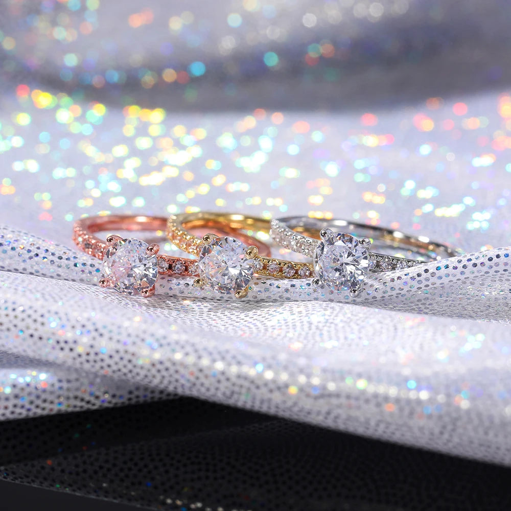 Verlobungsring Damen – Klassischer 4-Krappen-Ring mit Zirkonia, 3 Farben | Zeyra | Versand aus D