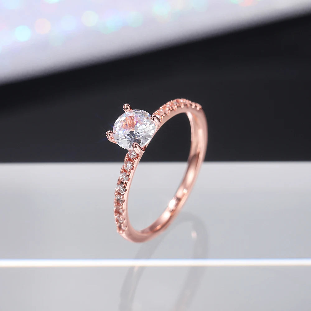 Verlobungsring Damen – Klassischer 4-Krappen-Ring mit Zirkonia, 3 Farben | Zeyra | Versand aus D