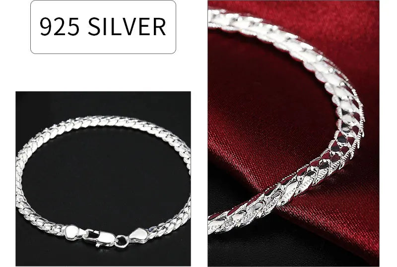 925 Sterling Silber Schmuckset – Halskette & Armband 2-teilig, 5mm Kettendesign, Unisex | Zeyra | Versand aus D