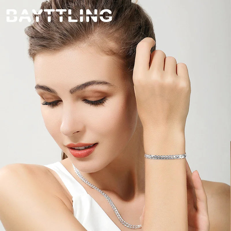 925 Sterling Silber Schmuckset – Halskette & Armband 2-teilig, 5mm Kettendesign, Unisex | Zeyra | Versand aus D