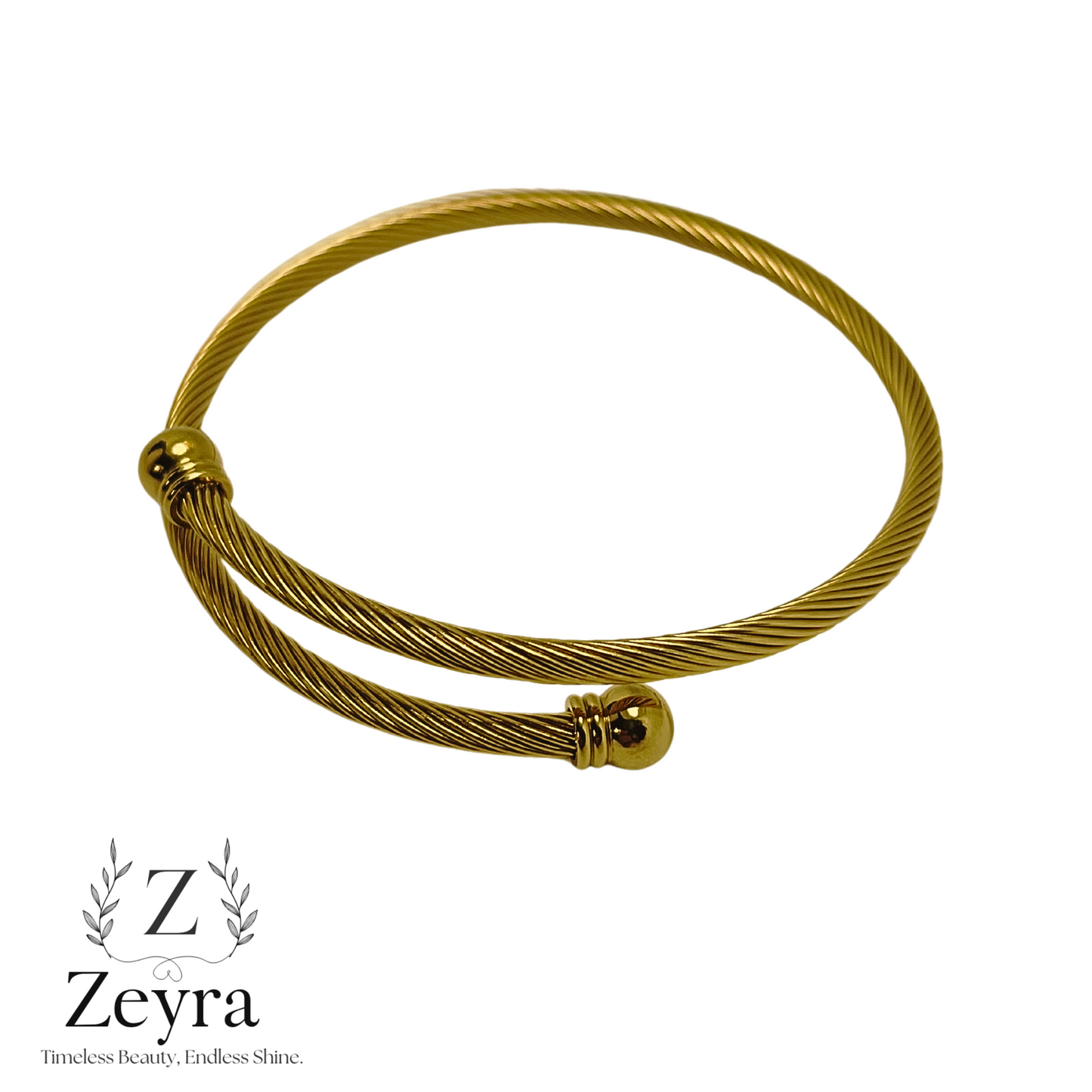 Titan Wire – Vergoldeter Edelstahl-Armreif mit gedrehtem Draht-Design, Zeitlos & Elegant | Zeyra | Versand aus DE