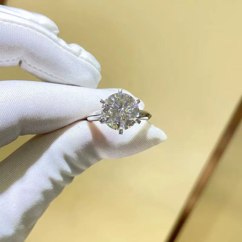 Zeyra® 0,5-5ct Moissanite Verlobungsring – 925 Sterling Silber | Brillant D Color VVS1 | Klassischer 6-Krappen-Schliff | Luxus Hochzeitsring für Damen