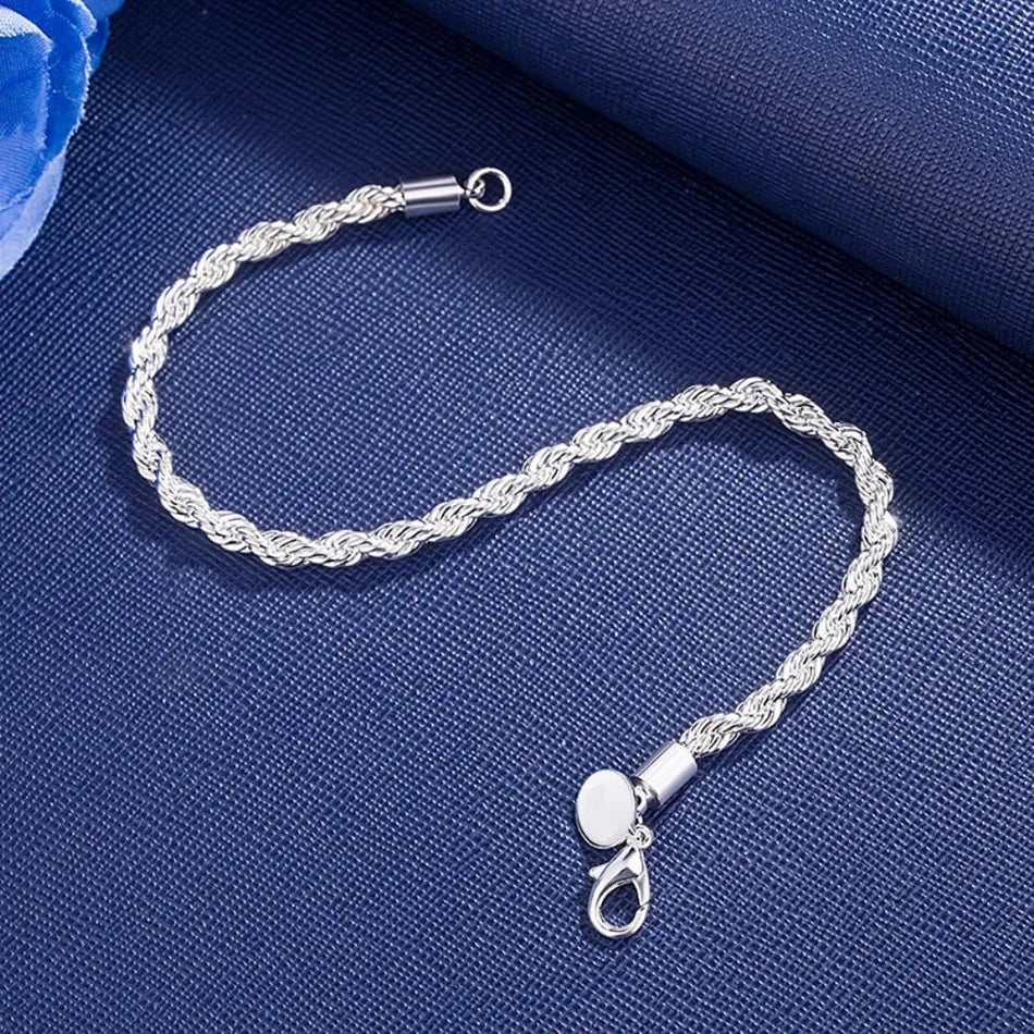 925 Sterling Silber Rope Chain Armband – 4mm Seilkette, Unisex, Klassisch & Zeitlos | Zeyra | Versand aus D