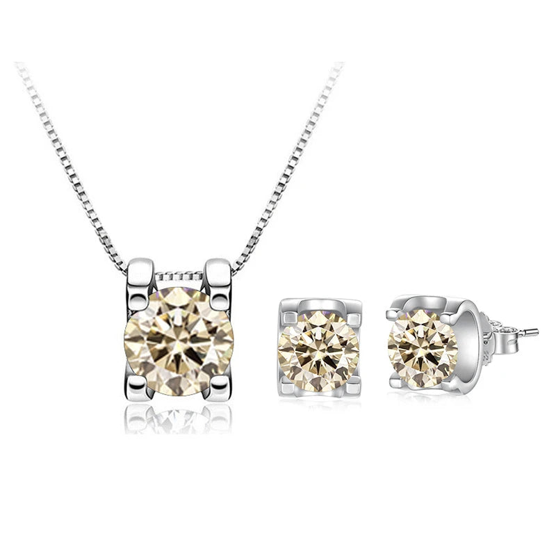 Moissanite Schmuckset Damen – 3ct D Color, 925 Sterling Silber (Ohrringe & Halskette) | Hochzeit & Verlobung | Zeyra | Versand aus D