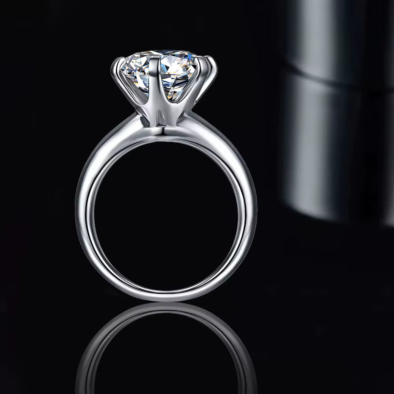 Zeyra® 0,5-5ct Moissanite Verlobungsring – 925 Sterling Silber | Brillant D Color VVS1 | Klassischer 6-Krappen-Schliff | Luxus Hochzeitsring für Damen