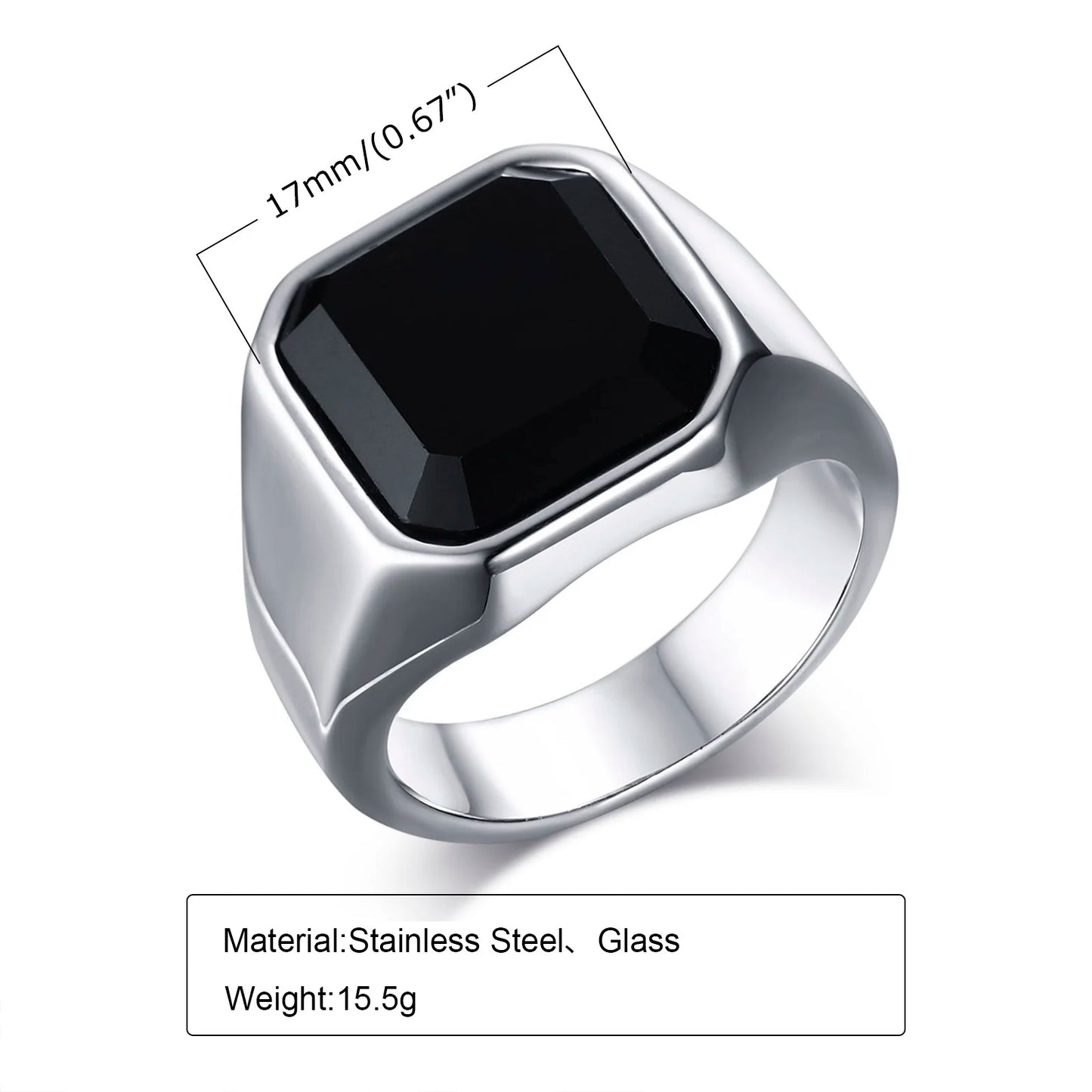 Zeyra® Herrenring – Punk Square Signet Ring | Edelstahl mit Naturstein | Zeitloses Design, Nie verblassend | Geschenk für Männer & Väter