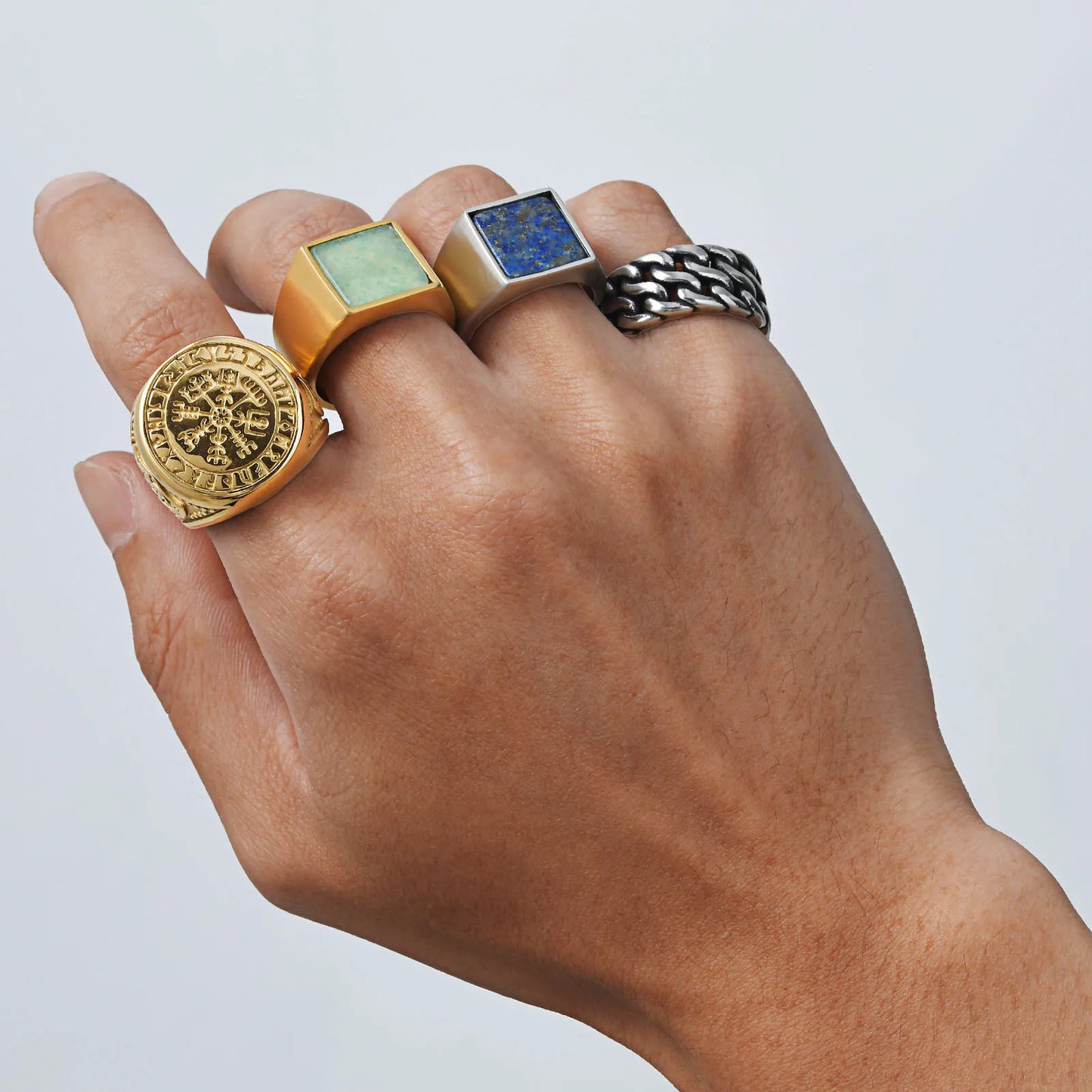 Zeyra® Vintage Herrenring – Edelstahl Siegelring mit Naturstein | Waterproof & Kratzfest | Punk Style Signet Ring
