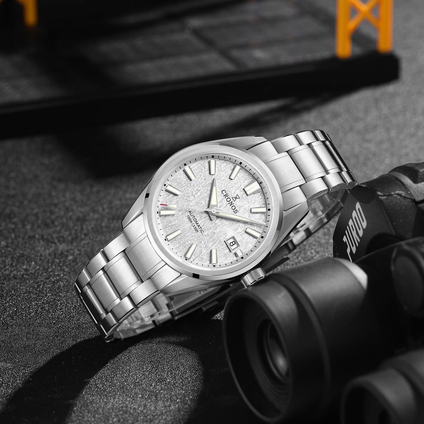 Cronos Men Watch 39mm Automatic Wristwatches White Dial Solid Links Sapphire 10 ATM L6037M