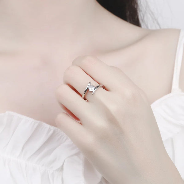 Eleganter 925 Sterling Silber Ring – Hochwertiger Zirkonia | Schlicht & Luxuriös | Damen Schmuck für Hochzeit & Alltag | Zeyra®
