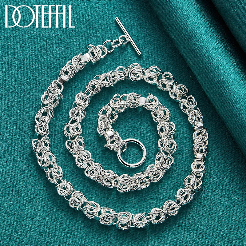 925 Sterling Silber Schmuckset – Halskette & Armband, 2-teilig, Klassisches Design Unisex | Zeyra | Versand aus D