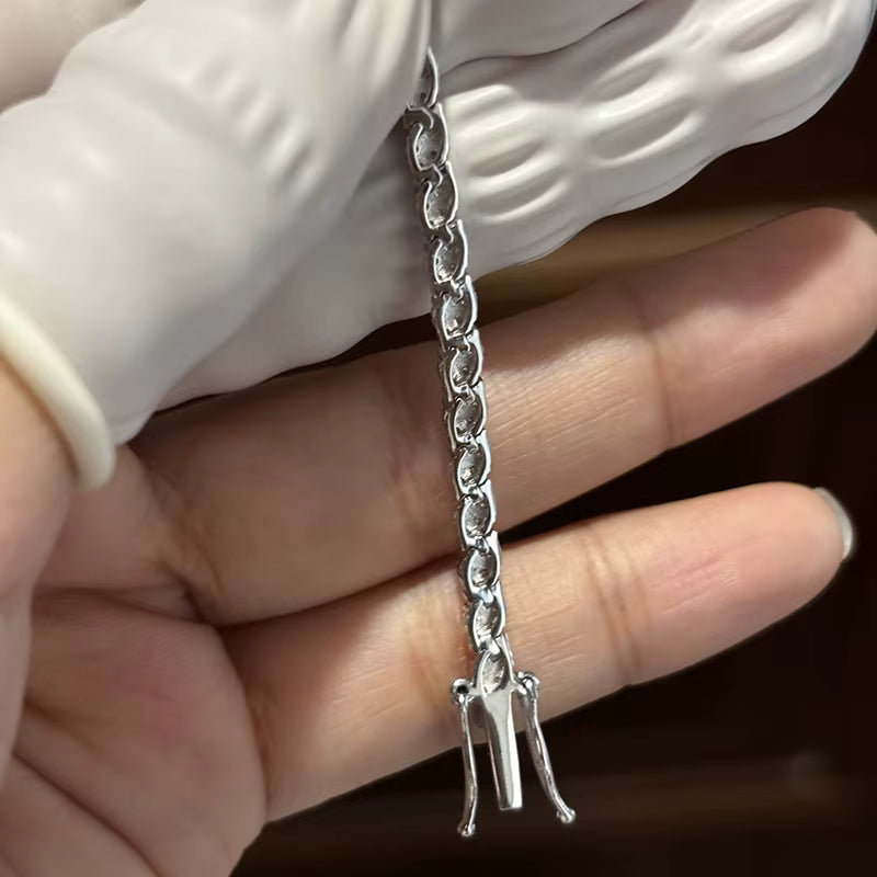 NKHOG Full Moissanite Tennis Bracelets S925 Silver Sparkling Diamond Women Men Party Wedding Bangles Jewelry Gifts GRA Certified