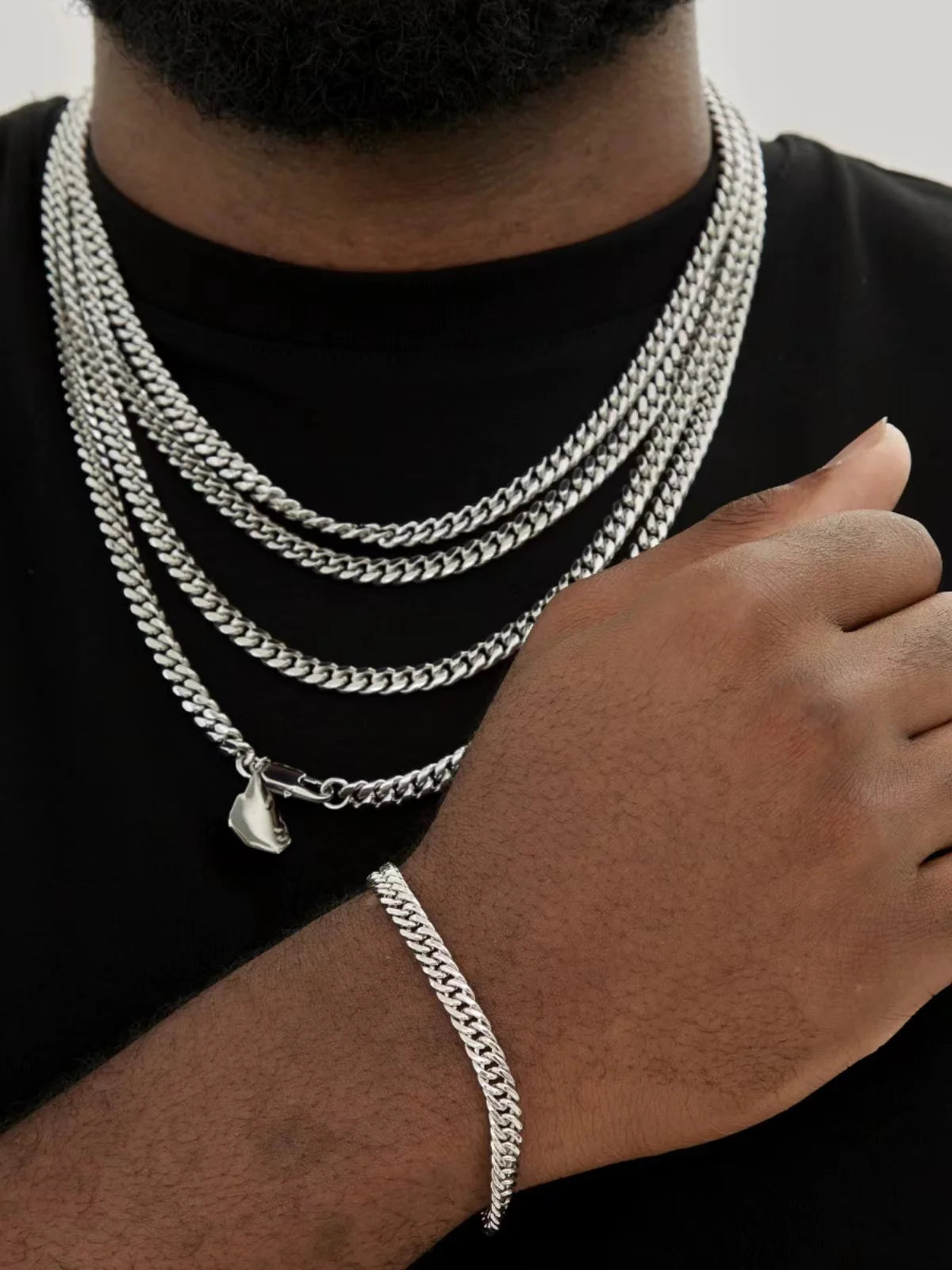 Edelstahlarmband Silber – Trendiges NK Chain Design für Herren & Damen | Hip-Hop Schmuck | Zeyra | Versand aus DE