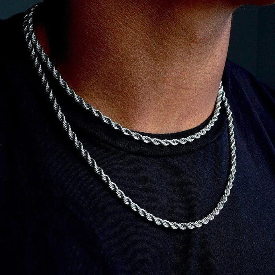 Zeyra® Rope Chain Halskette – 4 mm 925 Sterling Silber | Unisex Schmuck | Hip-Hop & Minimal Style | Luxus Kette für Damen & Herren