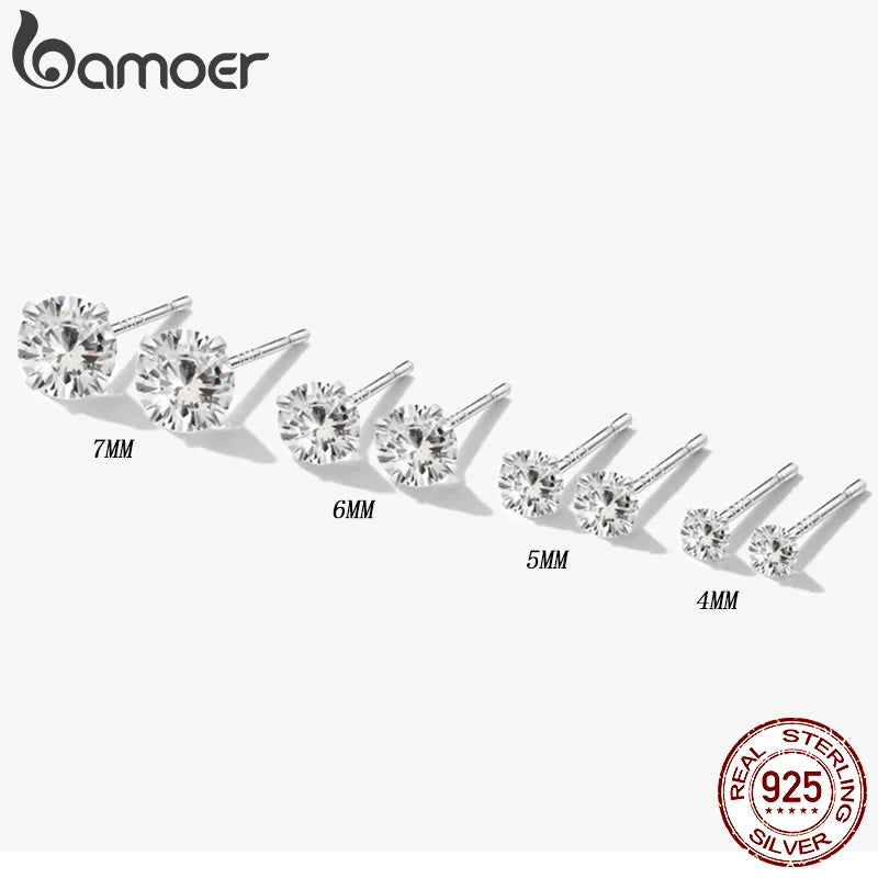 925 Sterling Silber Ohrstecker – Runde Zirkonia, 4–7mm, hypoallergen | Zeyra | Versand aus D