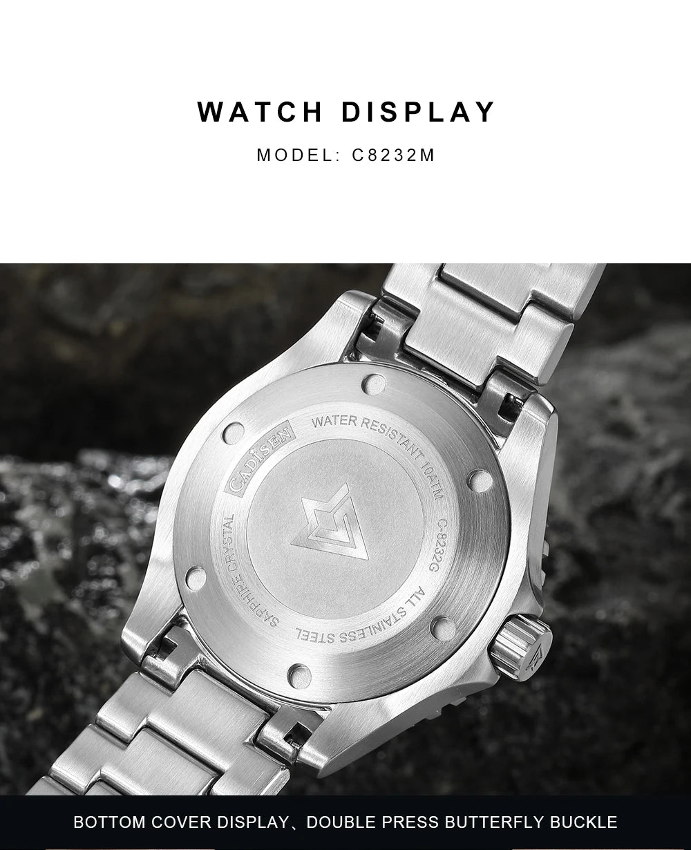 Cadisen Aqua Diver 2024 – Luxus-Automatik Herrenuhr, NH35A, 100M wasserdicht, Luminous | Zeyra | Versand aus D