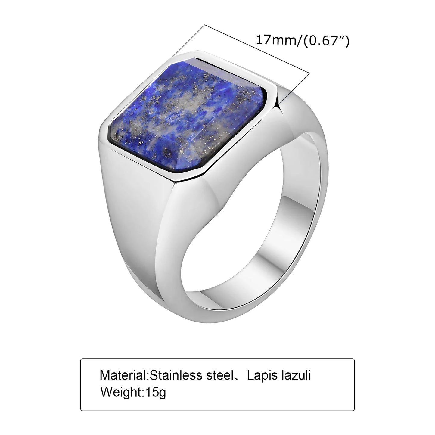 Zeyra® Herrenring – Punk Square Signet Ring | Edelstahl mit Naturstein | Zeitloses Design, Nie verblassend | Geschenk für Männer & Väter