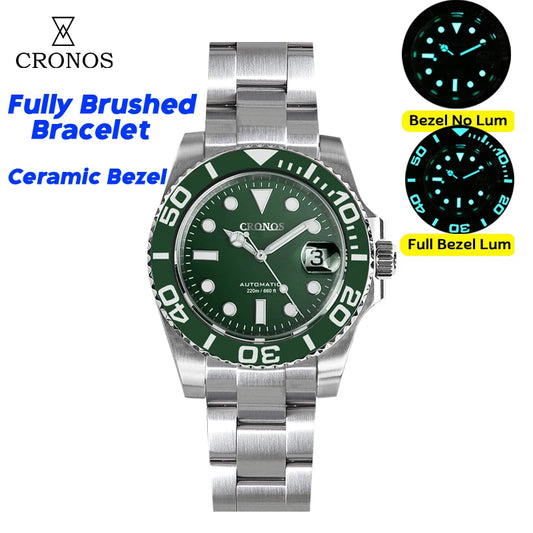 Cronos Sub Diver Automatik Herrenuhr – PT5000, Edelstahl, Keramiklünette, 200M wasserdicht | Zeyra | Versand aus D