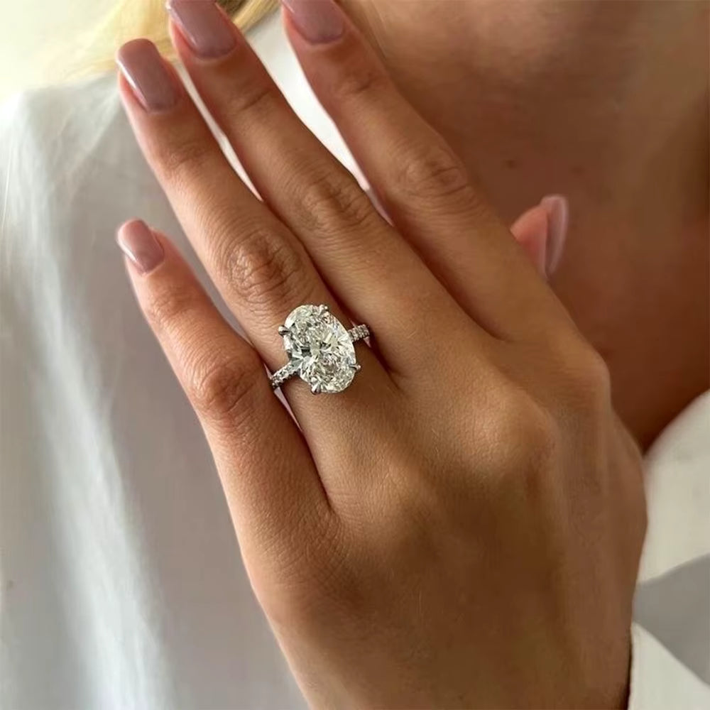 Zeyra® Oval Cut Moissanite Verlobungsring – 1/2/3/4 CT D-Farbe VVS1 | 925 Sterling Silber Damenring mit Hidden Halo & GRA-Zertifikat | Versand aus DE