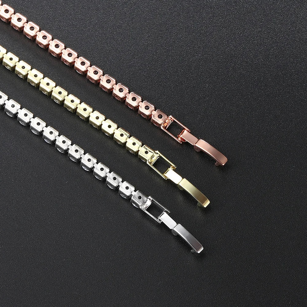 Tennisarmband Damen – Buntes Zirkonia Armband 4mm, Silberfarben, Luxus & Trendy | Zeyra | Versand aus D