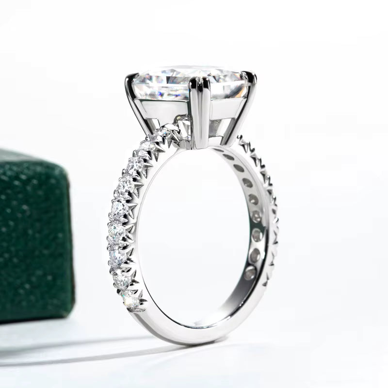 DEZO 4CT Radiant Cut Moissanite Ring – 925 Sterling Silber Verlobungsring für Damen | D-Farbe VVS1 Brillanz & GRA-Zertifikat | Zeyra® | Versand aus DE
