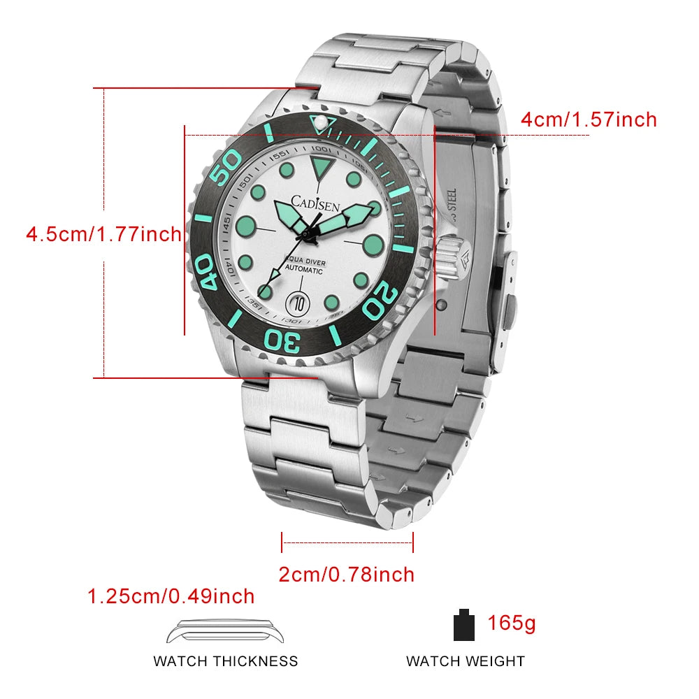 Cadisen Aqua Diver 2024 – Luxus-Automatik Herrenuhr, NH35A, 100M wasserdicht, Luminous | Zeyra | Versand aus D