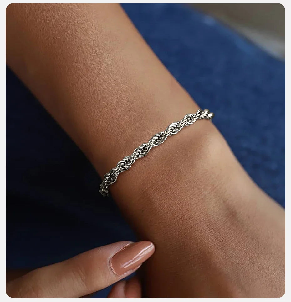 925 Sterling Silber Rope Chain Armband – 4mm Seilkette, Unisex, Klassisch & Zeitlos | Zeyra | Versand aus D