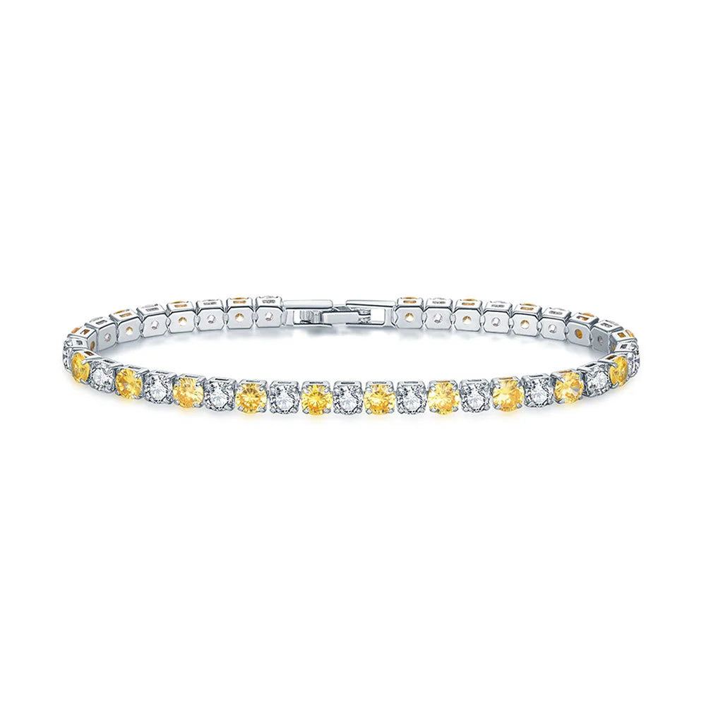 Tennisarmband Damen – Buntes Zirkonia Armband 4mm, Silberfarben, Luxus & Trendy | Zeyra | Versand aus D