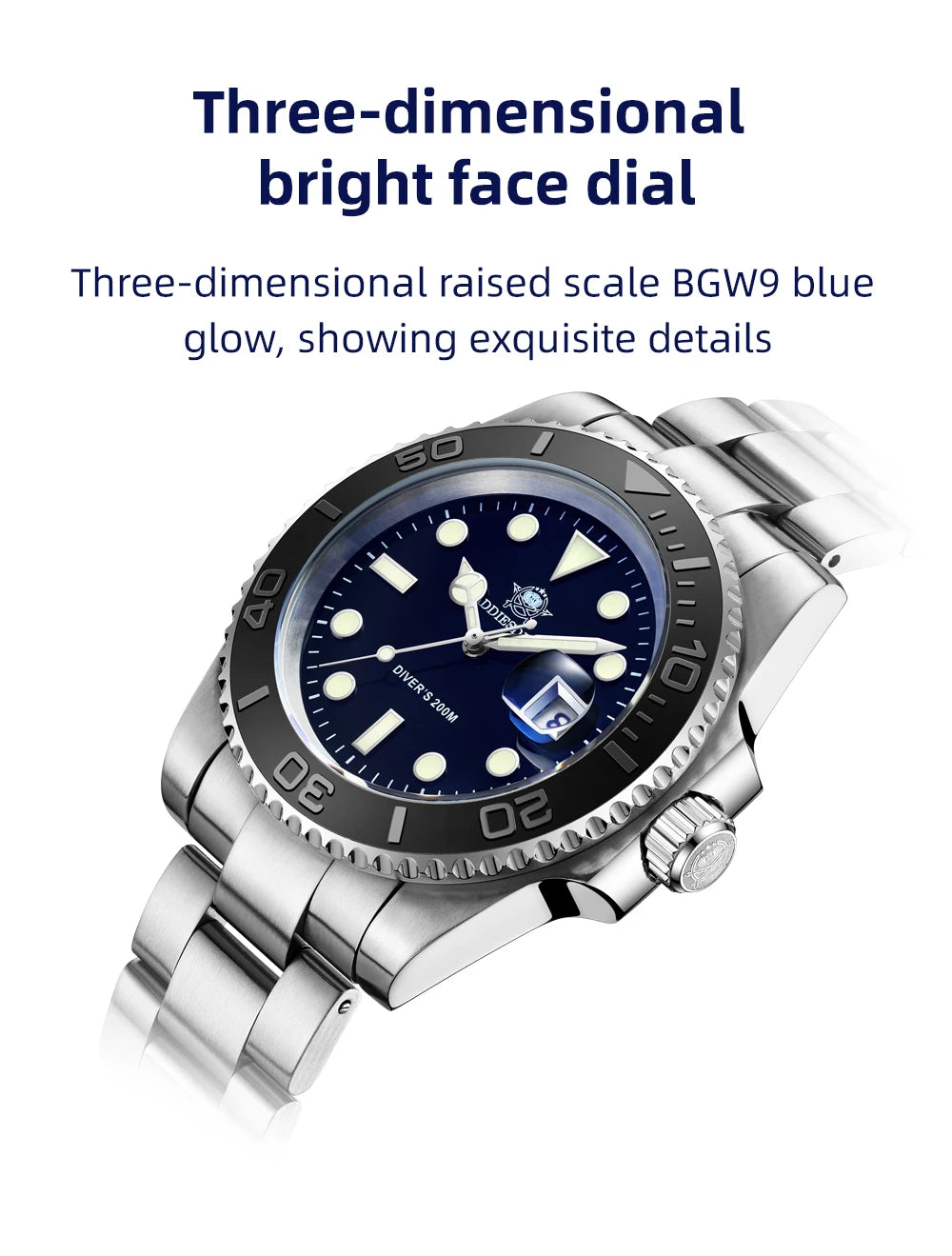 ADDIESDIVE BGW9 Herren Taucheruhr – Edelstahl 20 Bar Wasserdicht | Luminous Quarz-Chronograph | Luxus Sport- & Business-Uhr | Zeyra®