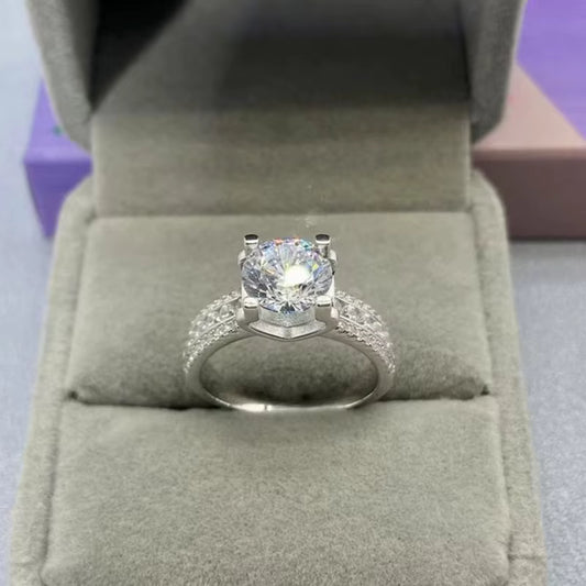 2CT Moissanite Verlobungsring – 925 Sterling Silber Damenring | D-Farbe VVS1 Brillanz & Diamantoptik | Zeyra® | Versand aus DE