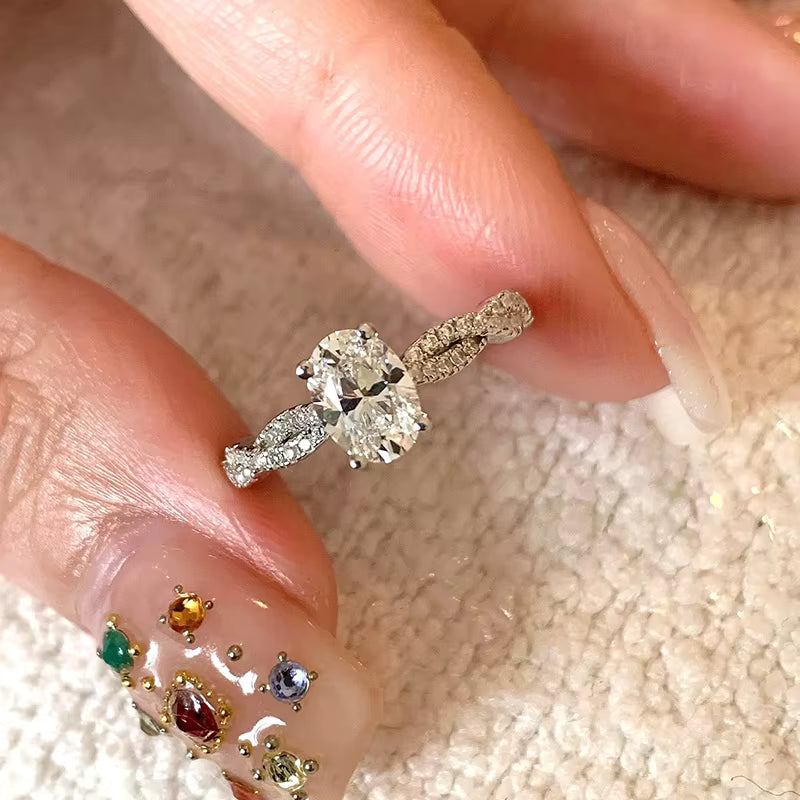 Zeyra® 1ct Oval Cut Moissanite-Ring – 18K vergoldet & 925 Sterling Silber | D Color VVS1 Brillanz | Verlobungs- & Hochzeitsring für Damen