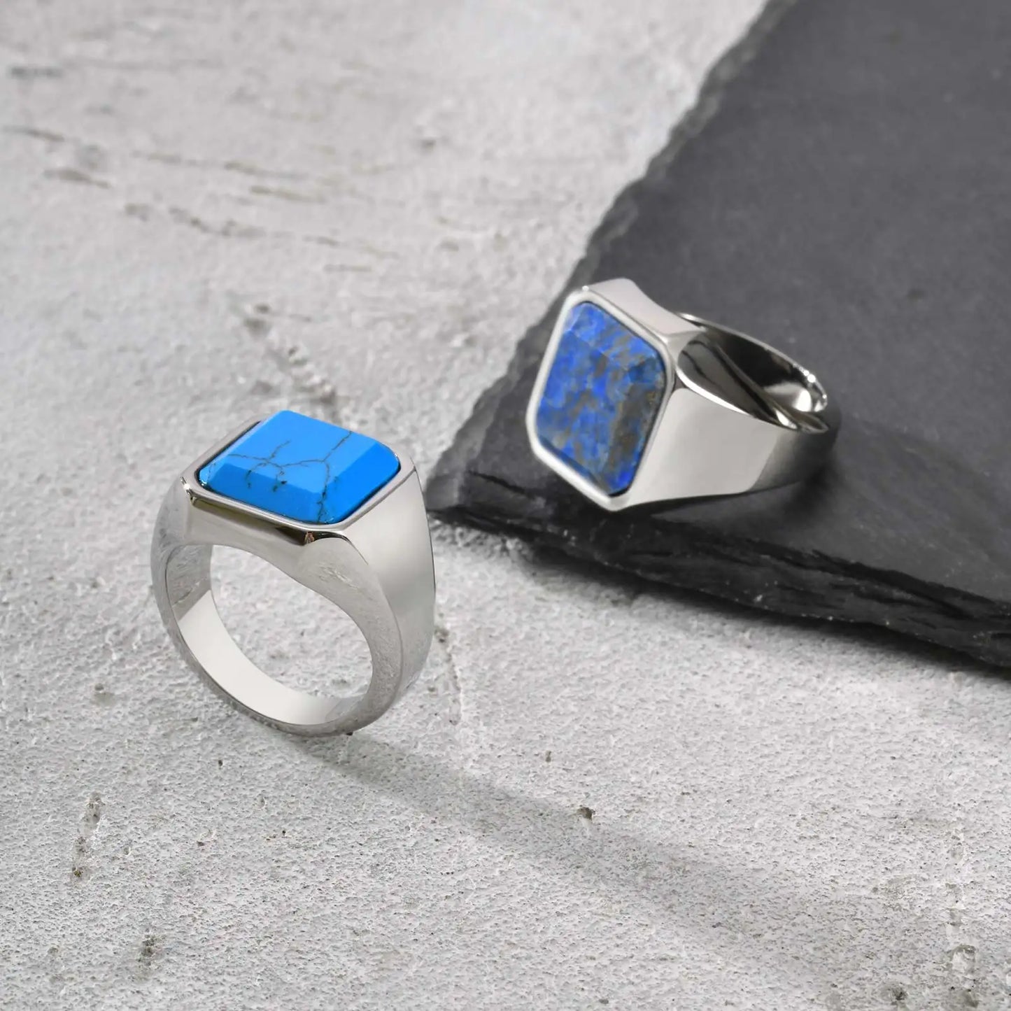 Zeyra® Herrenring – Punk Square Signet Ring | Edelstahl mit Naturstein | Zeitloses Design, Nie verblassend | Geschenk für Männer & Väter
