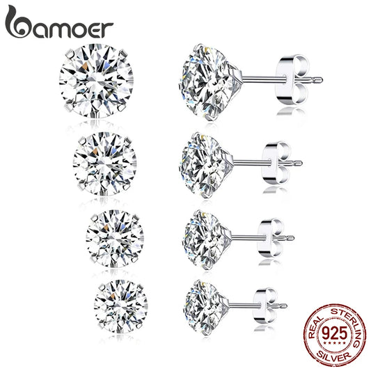 925 Sterling Silber Ohrstecker – Runde Zirkonia, 4–7mm, hypoallergen | Zeyra | Versand aus D