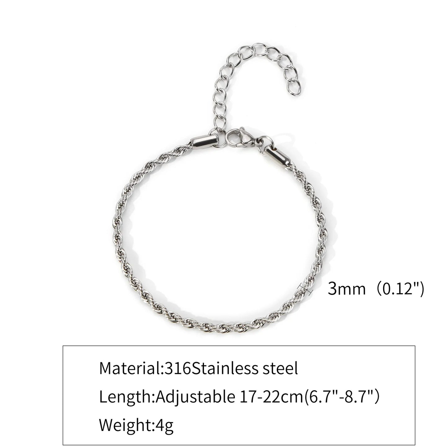 Edelstahlarmband Silber – Verstellbares Twist Chain Design für Herren & Damen | Hip-Hop Schmuck | Zeyra | Versand aus DE
