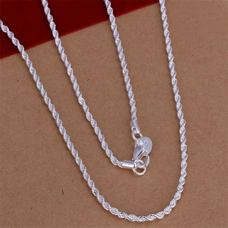 925 Sterling Silber Schmuck-Set – Halskette & Armband im Rope-Design, 4mm | Unisex | Zeyra | Versand aus D