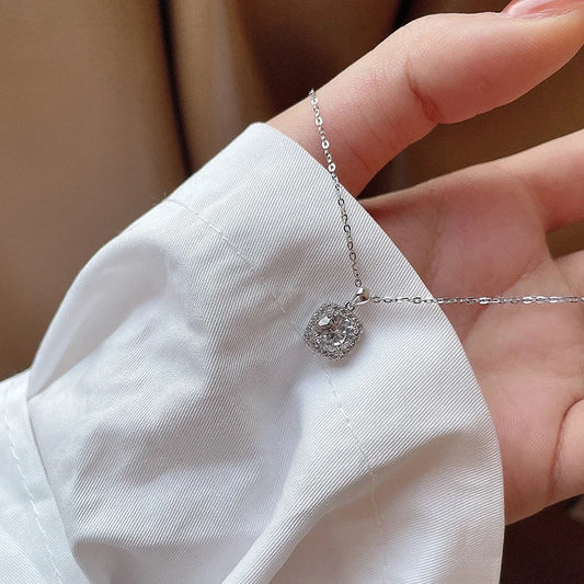 925 Sterling Silber Damen Halskette – Quadratischer Zirkonia-Anhänger, Elegant & Zeitlos | Zeyra | Versand aus D