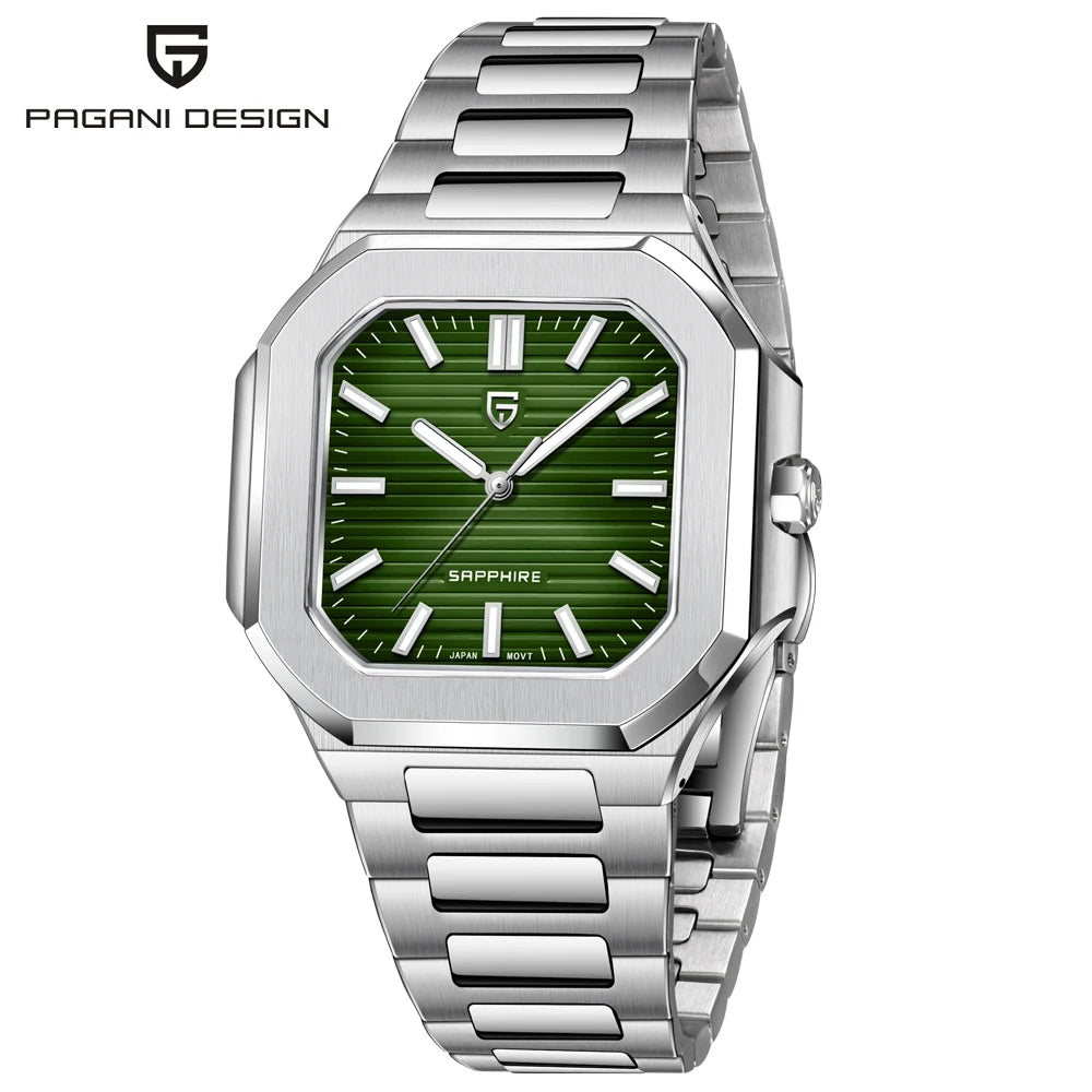 Pagani Design 2025 Quarzuhr Herren – Luxus-Design, VH31, AR-Saphirglas, Lederarmband, Luminous | Zeyra | Versand aus D