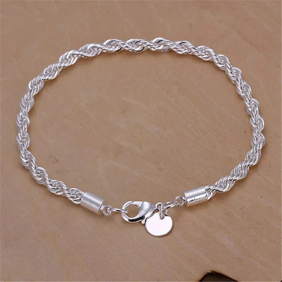 925 Sterling Silber Rope Chain Armband – 4mm Seilkette, Unisex, Klassisch & Zeitlos | Zeyra | Versand aus D