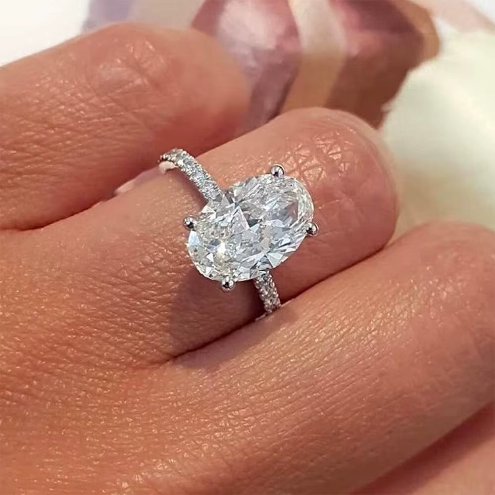 Zeyra® Oval Cut Moissanite Verlobungsring – 1/2/3/4 CT D-Farbe VVS1 | 925 Sterling Silber Damenring mit Hidden Halo & GRA-Zertifikat | Versand aus DE