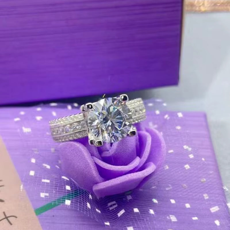 2CT Moissanite Verlobungsring – 925 Sterling Silber Damenring | D-Farbe VVS1 Brillanz & Diamantoptik | Zeyra® | Versand aus DE