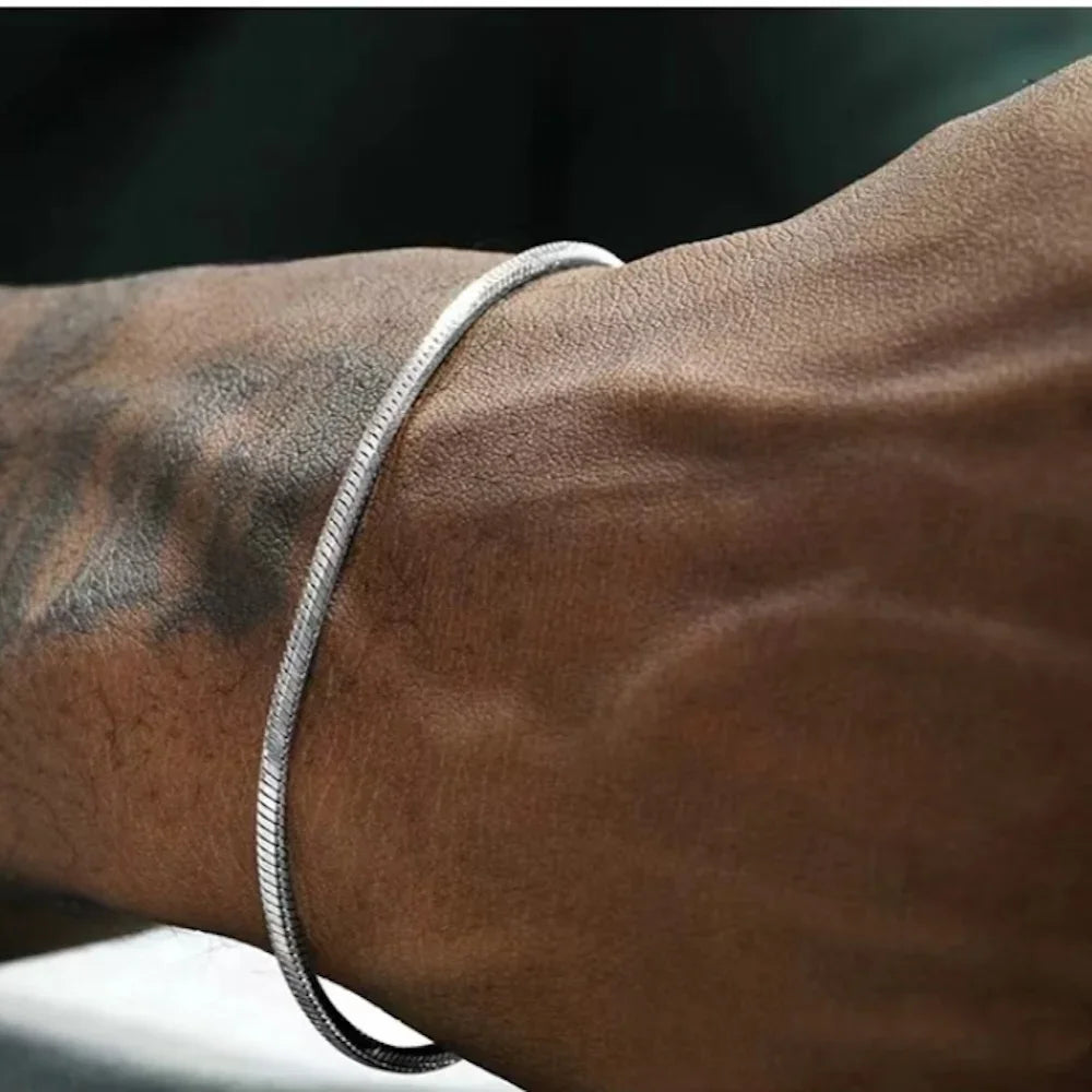 Zeyra® 3 mm Snake Chain Armband – 925 Sterling Silber | Unisex Schmuck | Hip-Hop, Minimal & Fashion Style | Edelstahl-Look für Damen & Herren