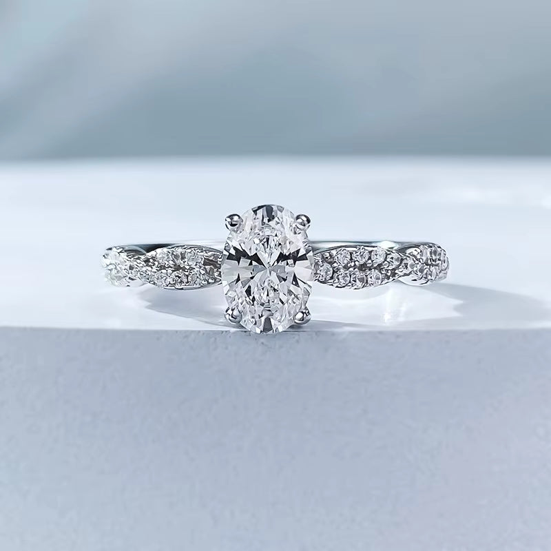 Zeyra® 1ct Oval Cut Moissanite-Ring – 18K vergoldet & 925 Sterling Silber | D Color VVS1 Brillanz | Verlobungs- & Hochzeitsring für Damen