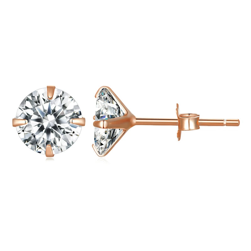925 Sterling Silber Ohrstecker – Runde Zirkonia, 4–7mm, hypoallergen | Zeyra | Versand aus D