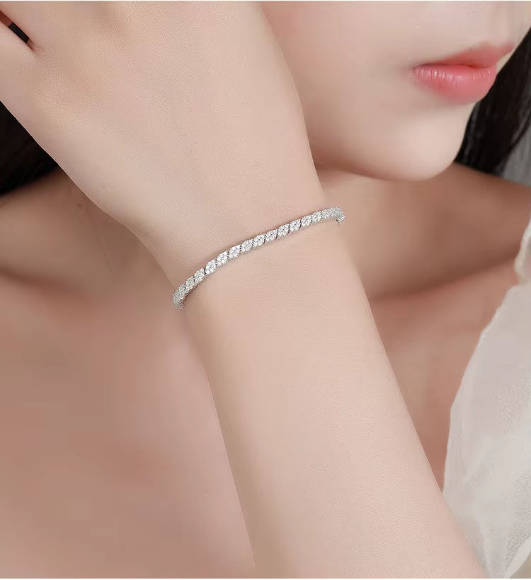 NKHOG Full Moissanite Tennis Bracelets S925 Silver Sparkling Diamond Women Men Party Wedding Bangles Jewelry Gifts GRA Certified
