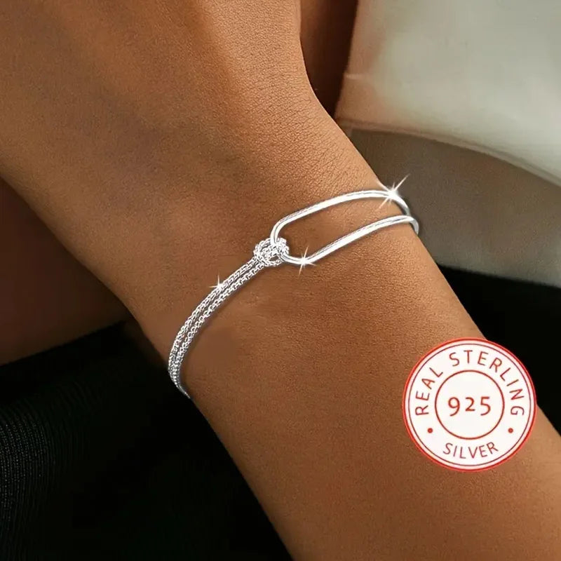 925 Sterling Silber Armband Damen – Minimalistisches Geometrisches Design, Elegant & Exquisit | Zeyra | Versand aus D