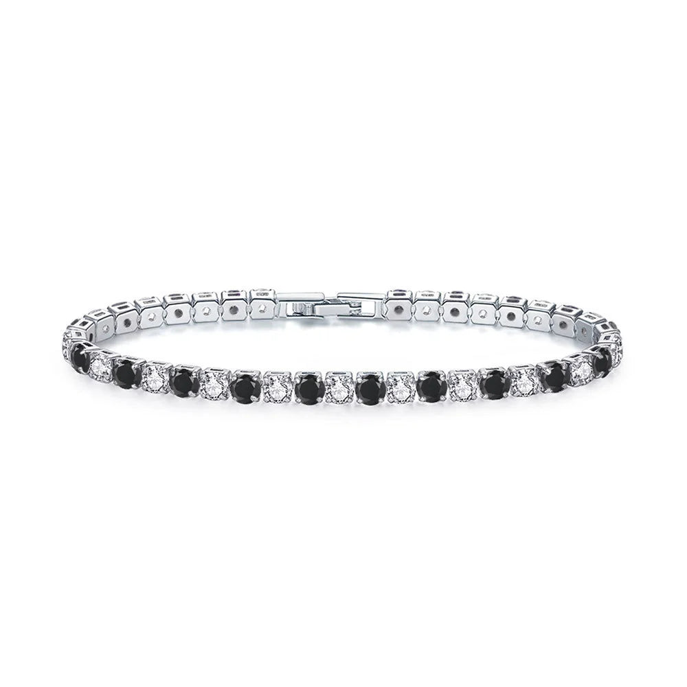 Tennisarmband Damen – Buntes Zirkonia Armband 4mm, Silberfarben, Luxus & Trendy | Zeyra | Versand aus D